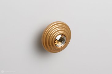 Twist ручка кнопка золото матовое и золотистые кристаллы Swarovski, диаметр 52