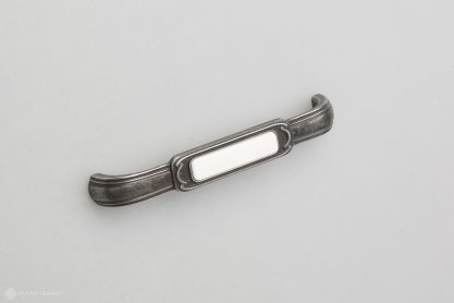 FS139 мебельная ручка-скоба 128 мм старое олово с белой вставкой