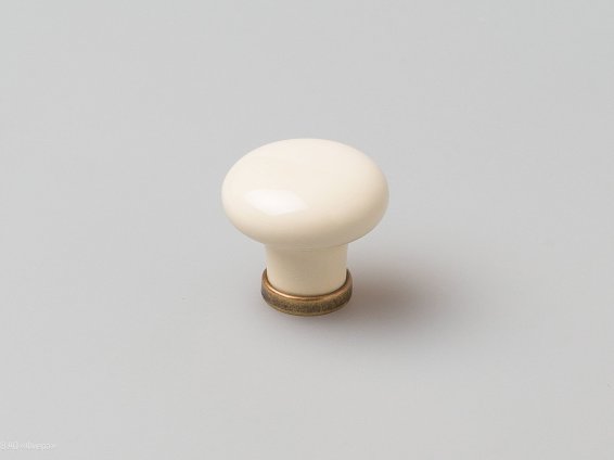 New Deco мебельная ручка-кнопка бронза и кремовая керамика