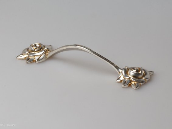 Lulu Rose мебельная ручка-скоба 128 мм старинное серебро с акцентами сатинового золота