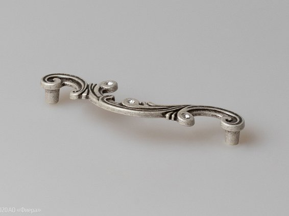 WMN726 мебельная ручка-скоба 128 мм состаренное серебро и кристаллы Swarovski