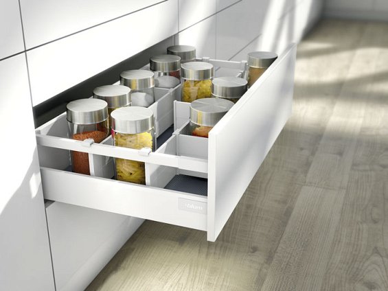 Ящик TANDEMBOX antaro (B 160х500) с TIP-ON BLUMOTION, под саморезы, бел., вес ящика от 10 до 30 кг